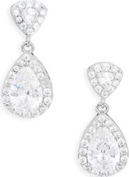 NORDSTROM RACK Pavé Cubic Zirconia Halo Pear Drop Earrings