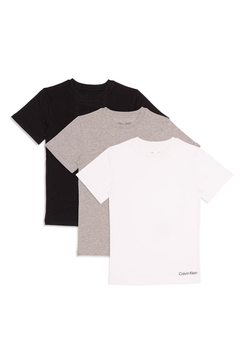 Kids' Assorted 3-Pack Stretch Cotton T-Shirts, Main, color, WHITE/HEATHER GREY/BLACK