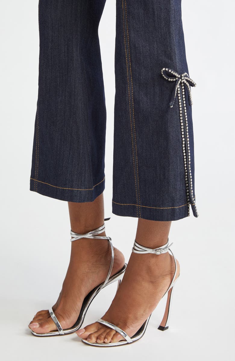 Cinq à Sept Ayleen Rhinestone Bow Flare Leg Jeans, Alternate, color, Indigo