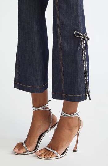 Ayleen Rhinestone Bow Flare Leg Jeans