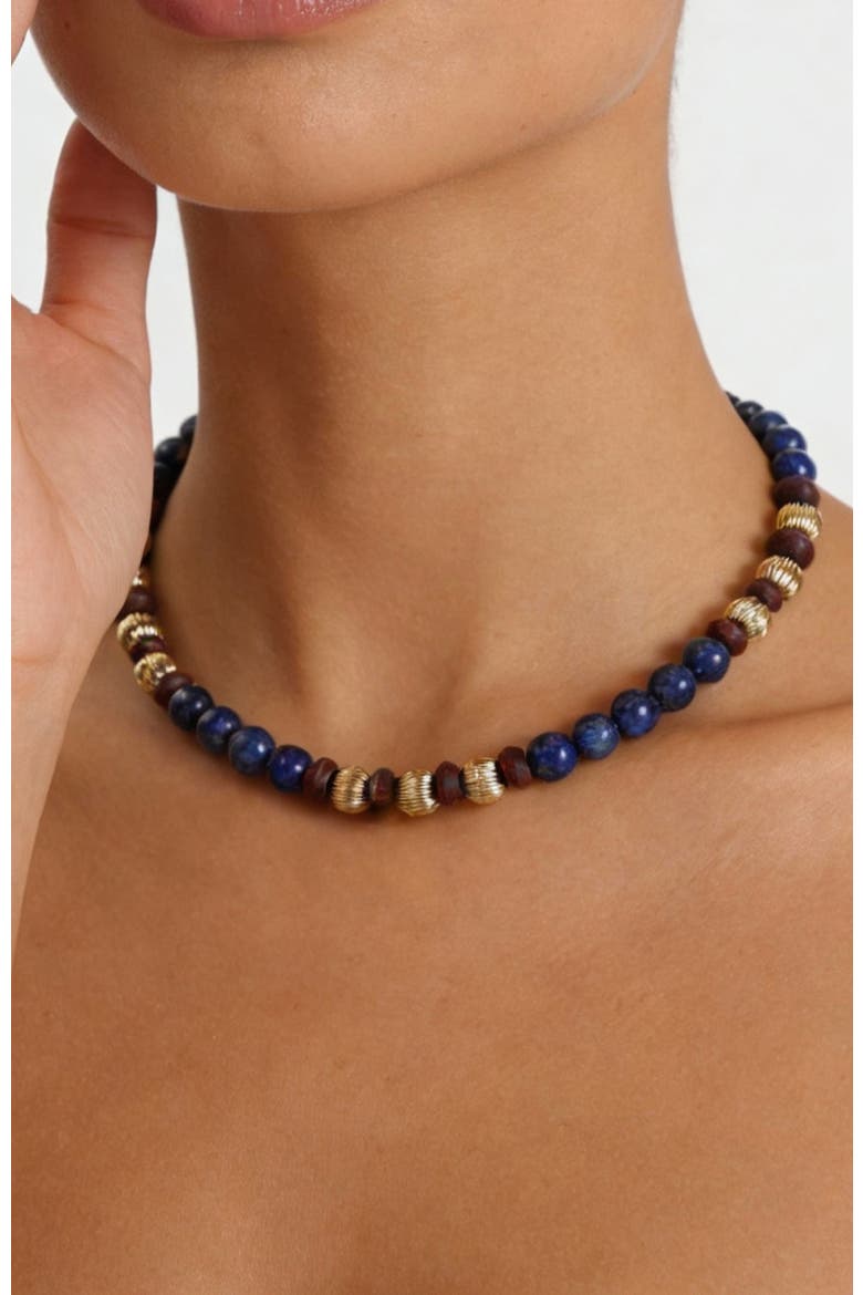Temple Seed Necklace, Alternate, color, Gold&Blue&Red