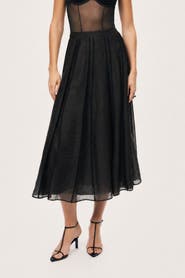 Nocturne Sheer Pleated Midi Skirt