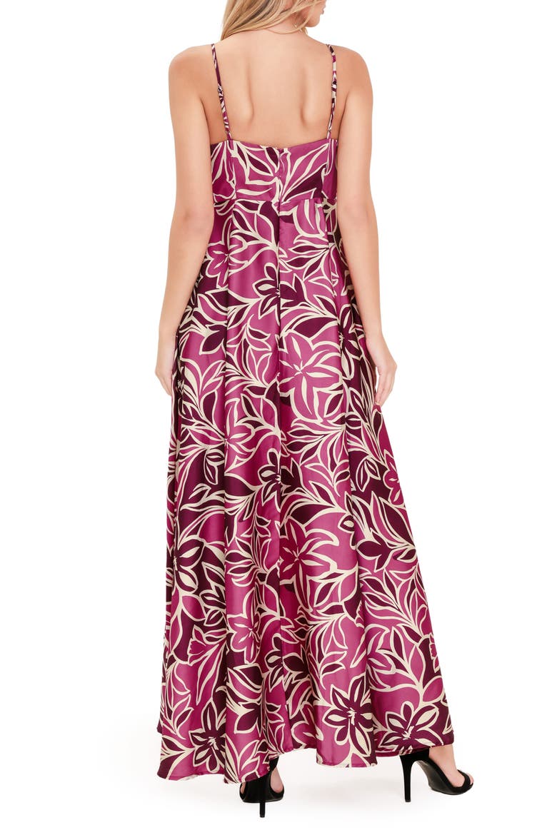 Floral Empire Waist A-Line Maxi Dress, Alternate, color, BERRY