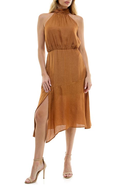 Tiered Satin Midi Dress