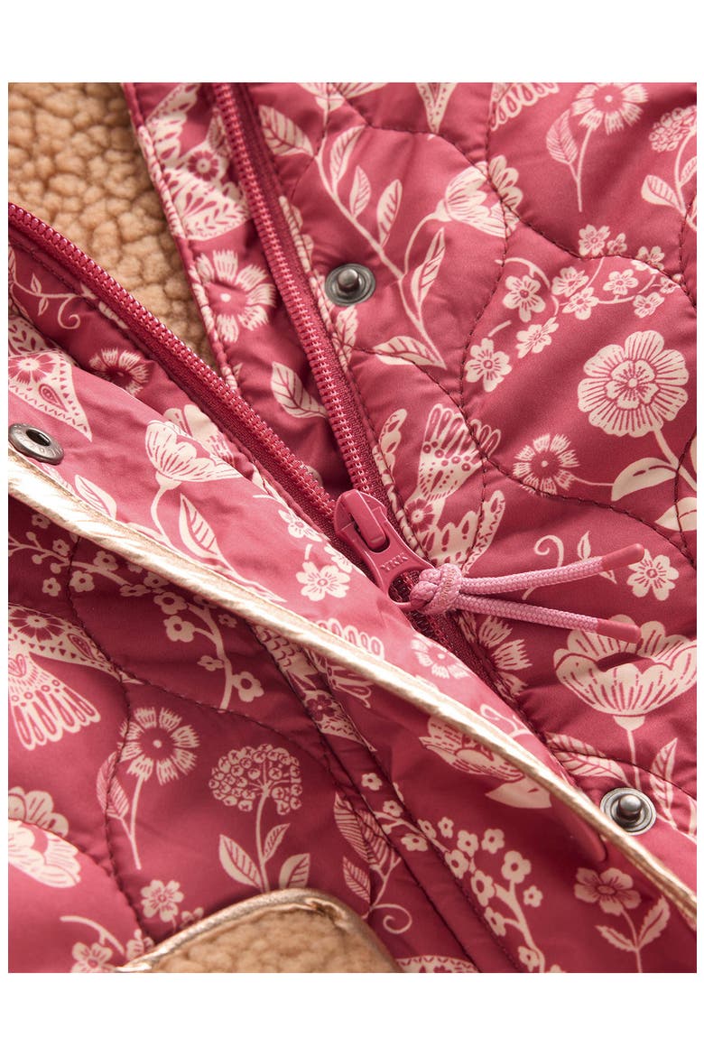 Kids' Quilted Borg Padded Jacket, Alternate, color, WINTER BLUSH FLORAL BIRD