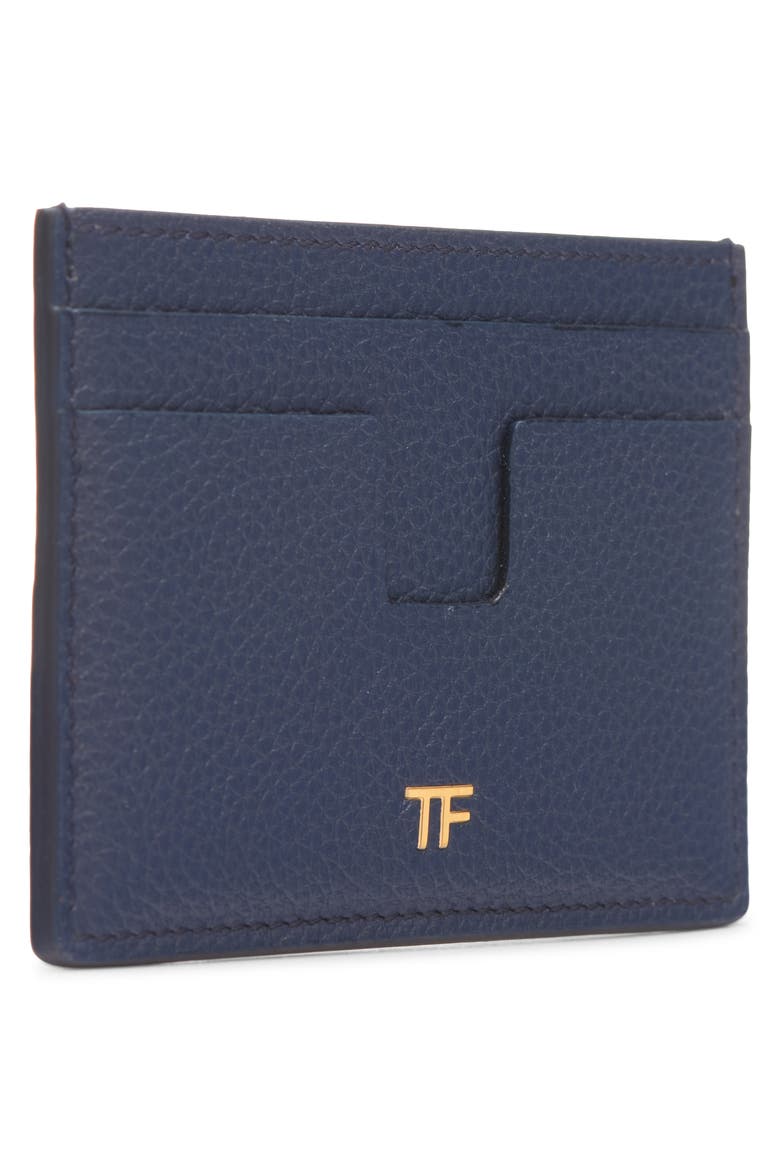 Grained Leather Card Holder, Alternate, color, 1L087 DENIM BLUE