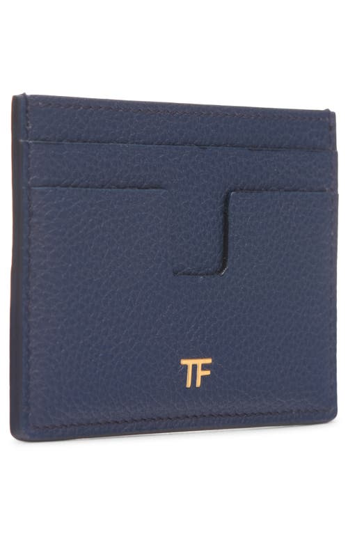Tom Ford Grained Leather Card Holder In Blue