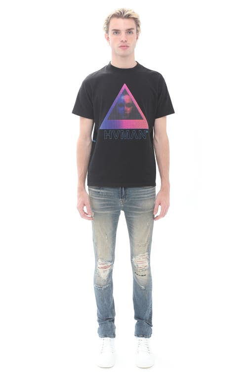 Hvman Novelty Face Cotton Graphic Tee In Black
