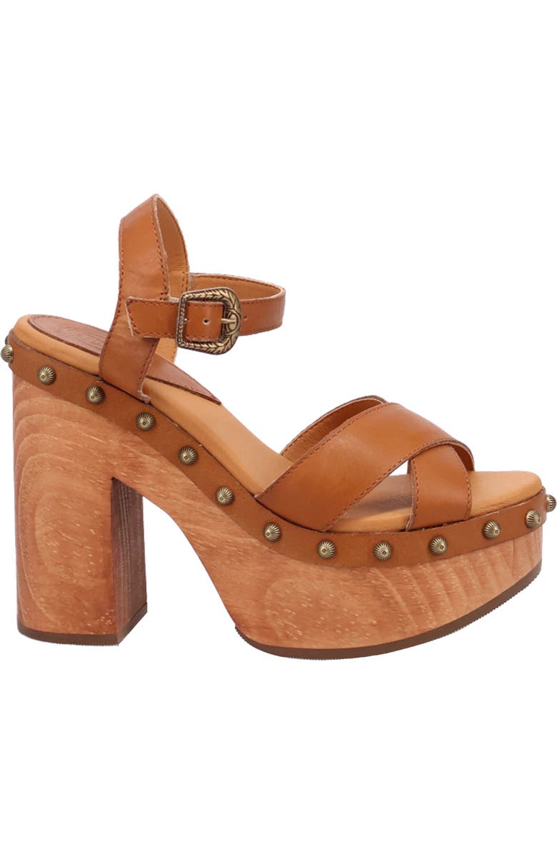Dingo Lotus Ankle Strap Platform Sandal, Alternate, color, Tan
