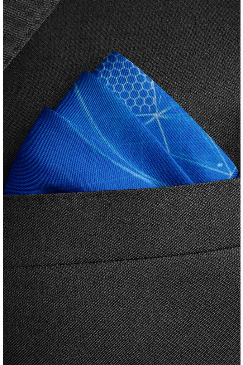 Captain America Shield Blueprint Silk Pocket Square, Alternate, color, BLUE