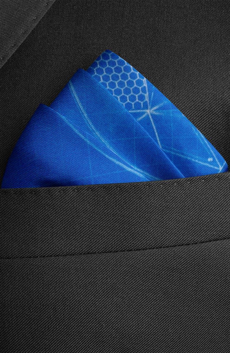 Cufflinks, Inc. Captain America Shield Blueprint Silk Pocket Square, Alternate, color, Blue