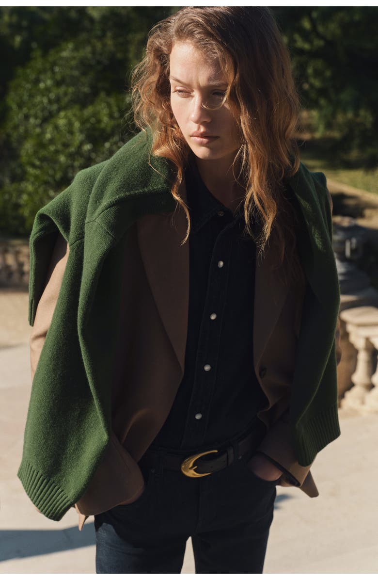 H&M Slim Straight High Waist Jeans, Alternate, color, Dark Denim Blue