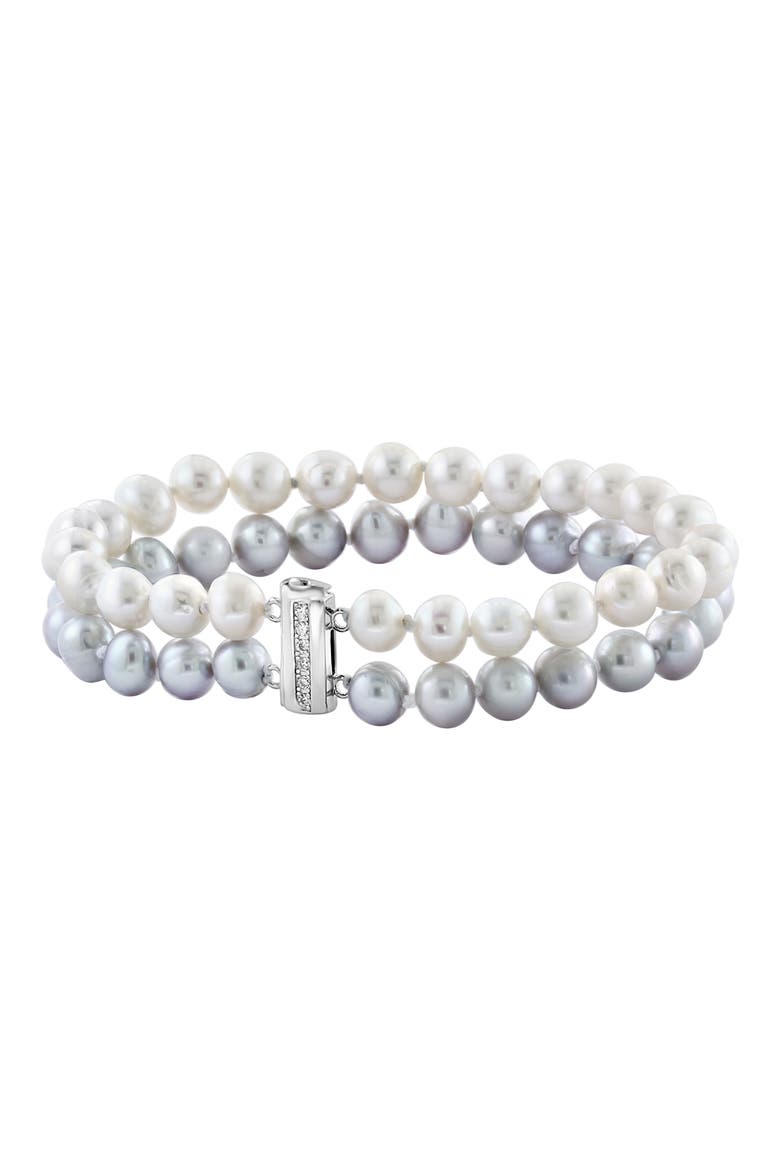 Sterling Silver 6.3–7.3mm Freshwater Pearl Bracelet, Main, color, SILVER