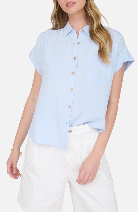 Solid Short Sleeve Button-Up Shirt