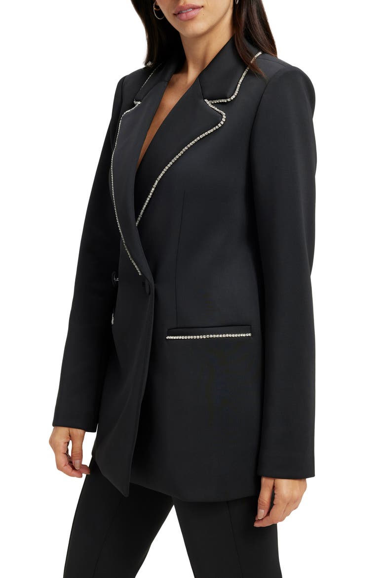Crystal Embellished Double Breasted Scuba Blazer, Alternate, color, BLACK001