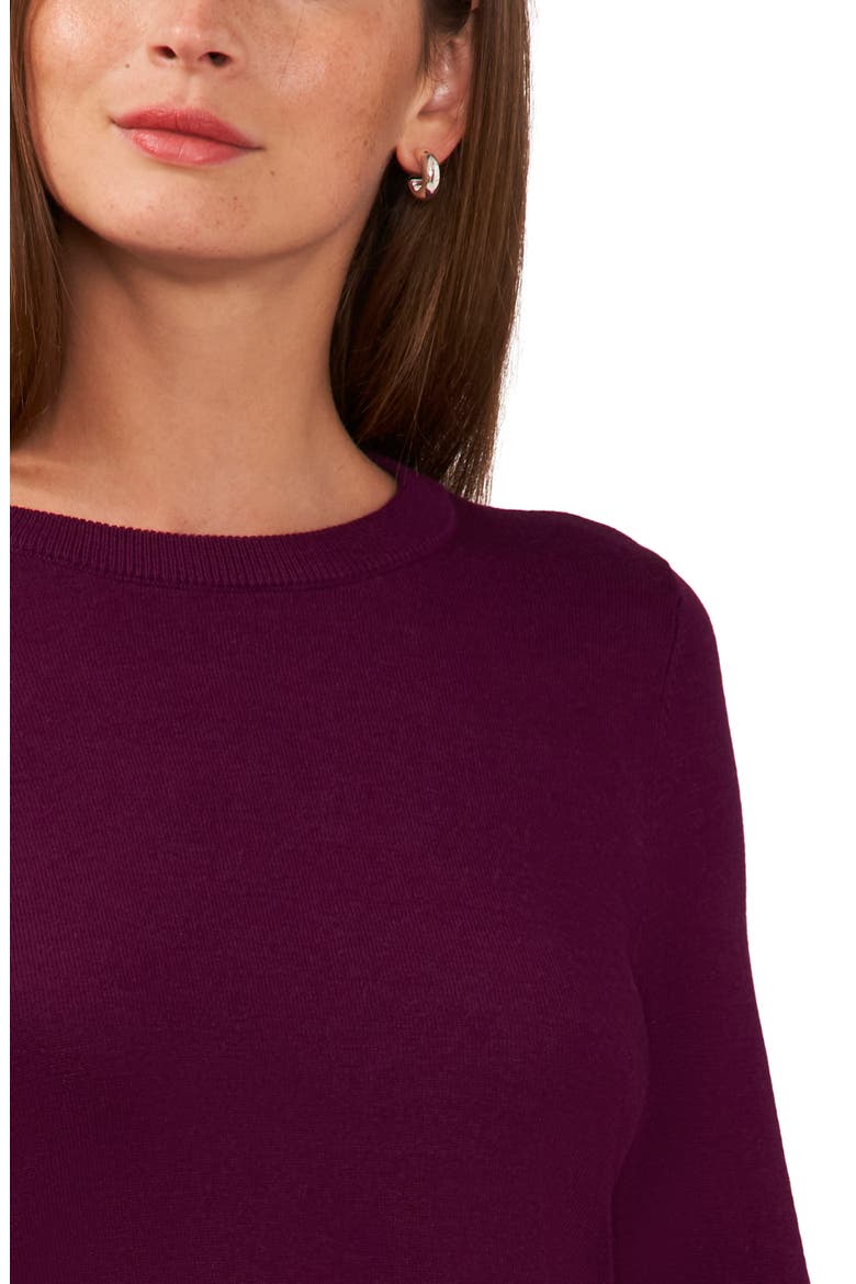 Button Cuff Cotton Blend Sweater, Alternate, color, DEEP RUBY