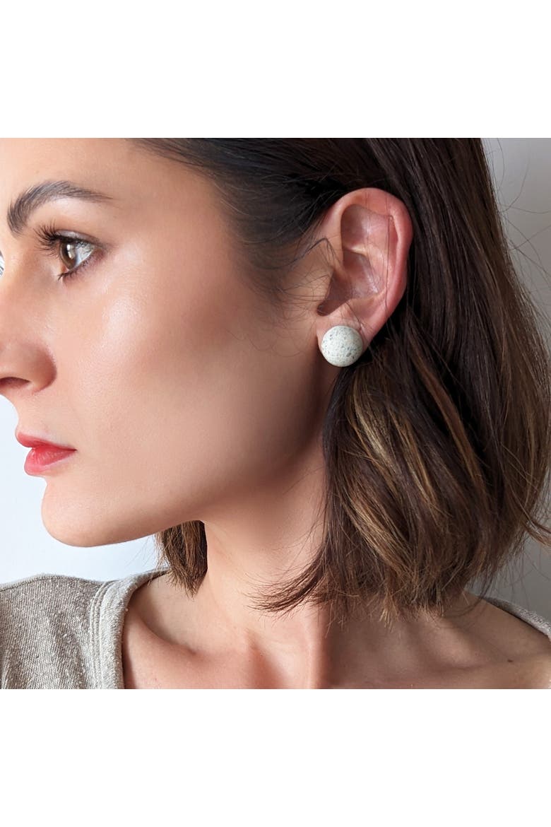 Dome Earrings, Alternate, color, White Terrazzo