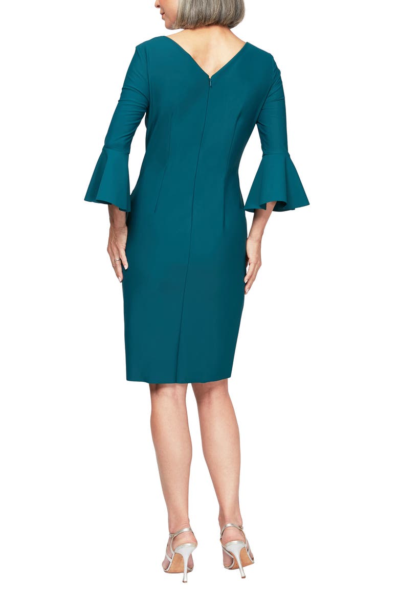 Contour Collection Bell Sleeve Sheath Cocktail Dress, Alternate, color, DEEP TEAL