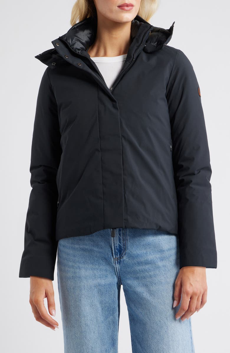 Save The Duck Elaine Waterproof Hooded Jacket, Main, color, Black