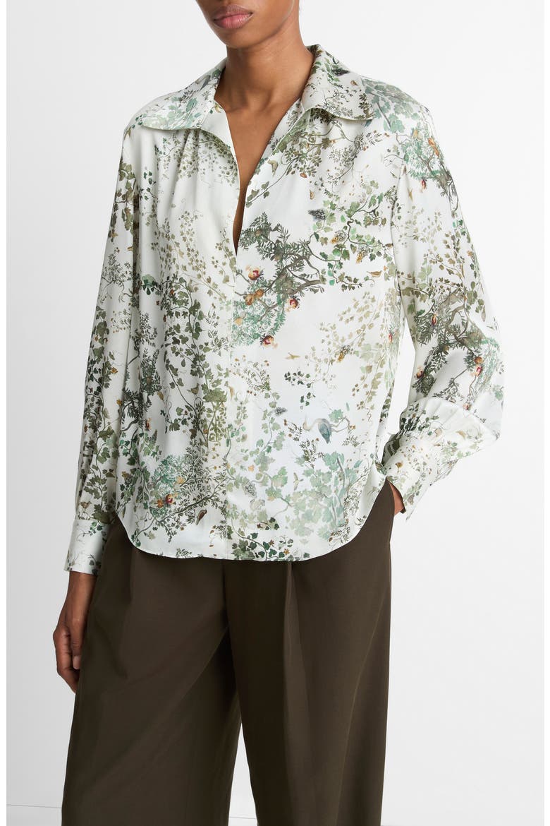 Grape Vine Silk Button-Up Shirt, Alternate, color, CREAM FRESCO