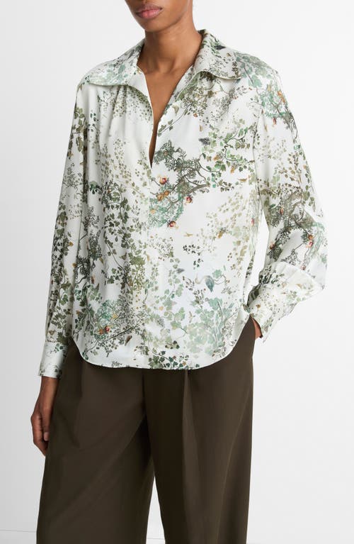 Vince Grape Vine Silk Button-up Shirt In Multi