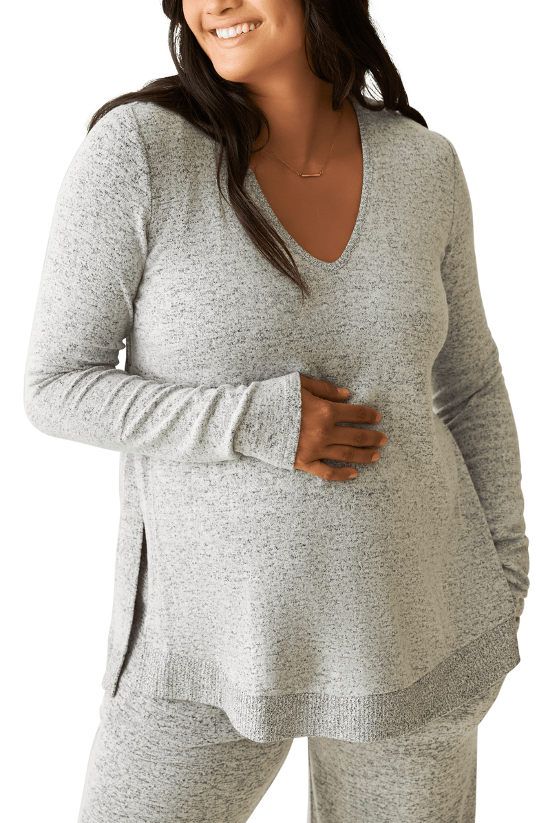 Kindred Bravely CozyKnit Maternity & Nursing V-neck Top, Main, color, Grey Heather