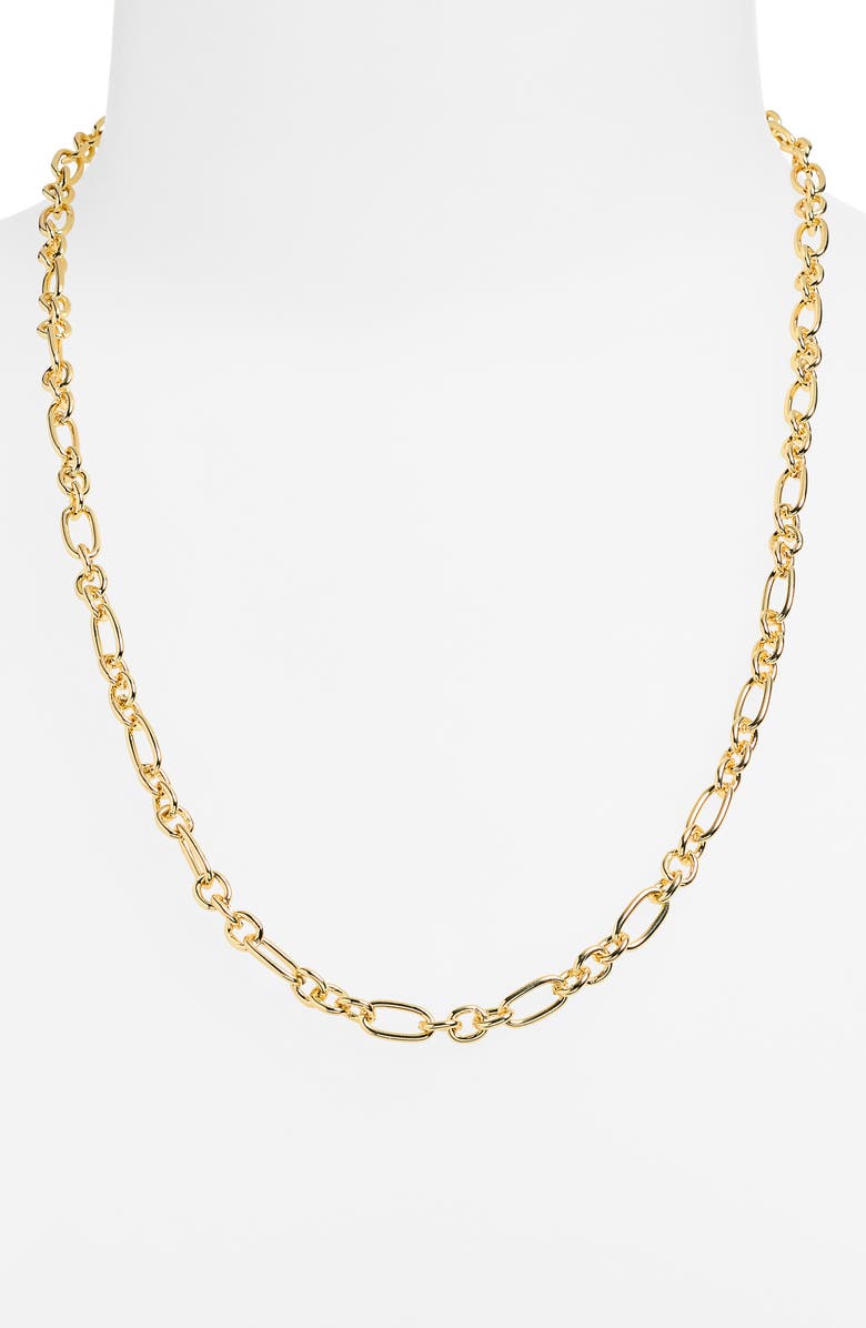 BaubleBar Figaro Chain Necklace, Alternate, color, Gold