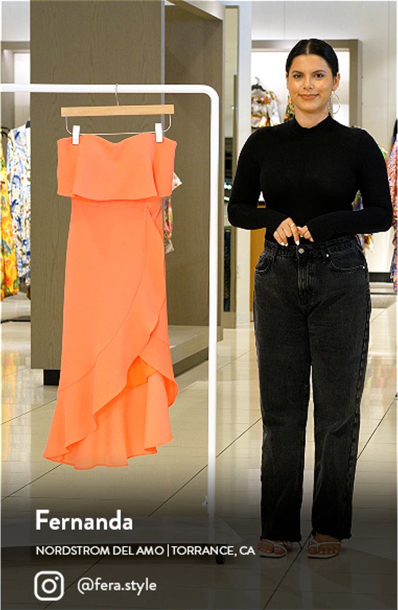 Xscape Crepe Bustier Ruffle Skirt Dress, sales video thumbnail