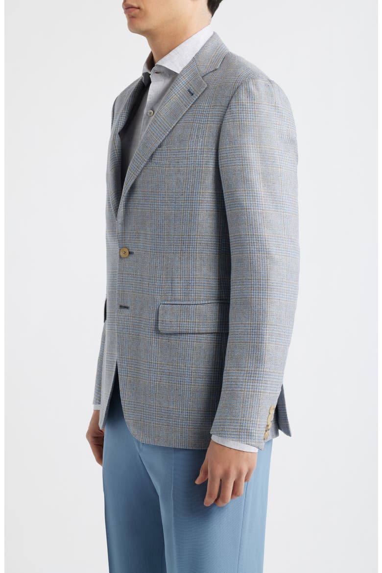 Kei Trim Fit Grey Glen Check Silk & Wool Sport Coat, Alternate, color, LIGHT BROWN/BLUE