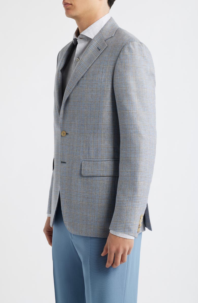 Canali Kei Trim Fit Grey Glen Check Silk & Wool Sport Coat, Alternate, color, Light Brown/Blue