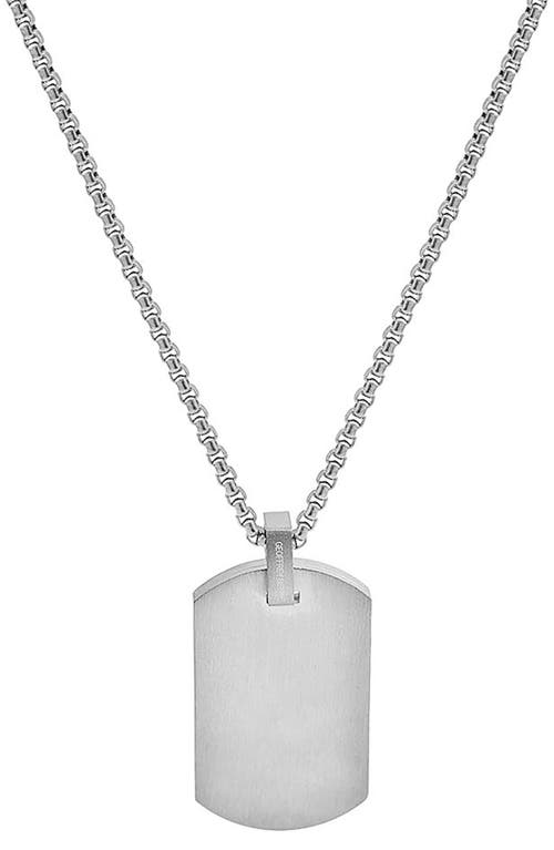 Geoffrey Beene Stainless Steel Cubic Zirconia Dog Tag Pendant Necklace