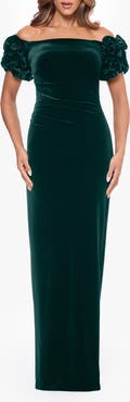 Xscape Evenings Ruched Off the Shoulder Gown