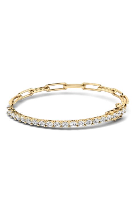 Oval Half Tennis Paperclip Bracelet Lab Diamond in 14K Gold