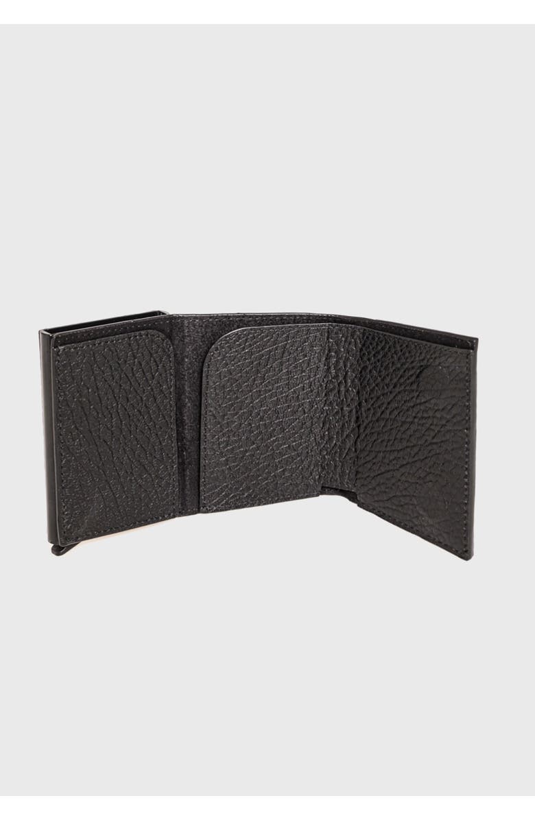 Furniq UK Genuine Leather Venous Pattern Trifold Card Holder, Alternate, color, Black Venous Pattern