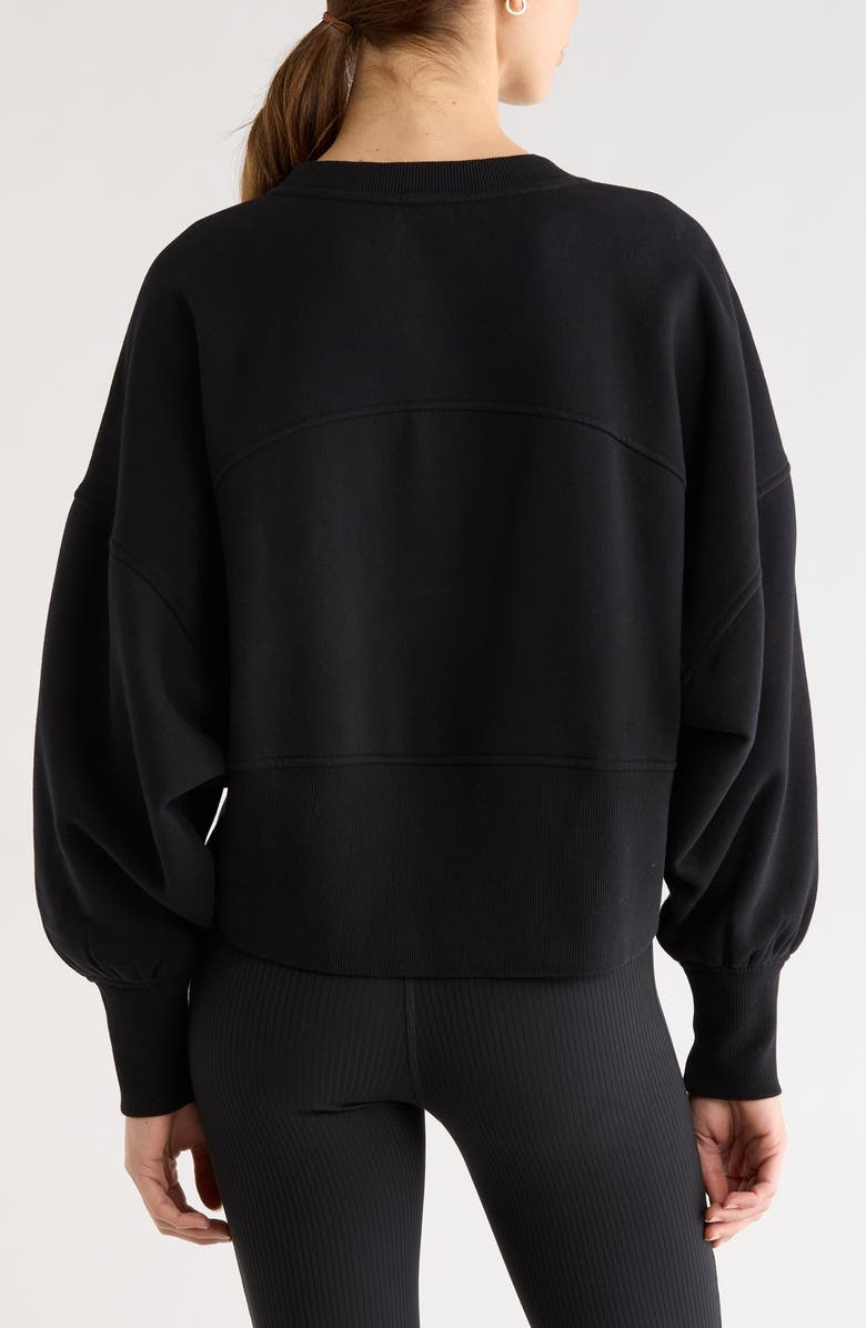 Zella Cloud Fleece Relaxed Sweatshirt, Alternate, color, Black