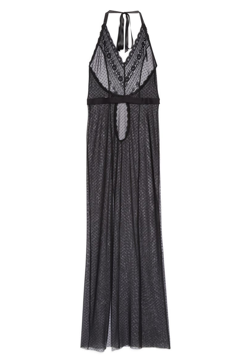 Monique Lhuillier x Hanky Panky Rendezvous Tulle & Lace Slip, Alternate, color, BLACK