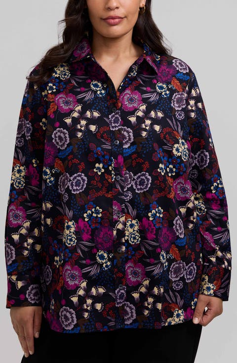 Meghan Floral Print Cotton Button-Up Shirt