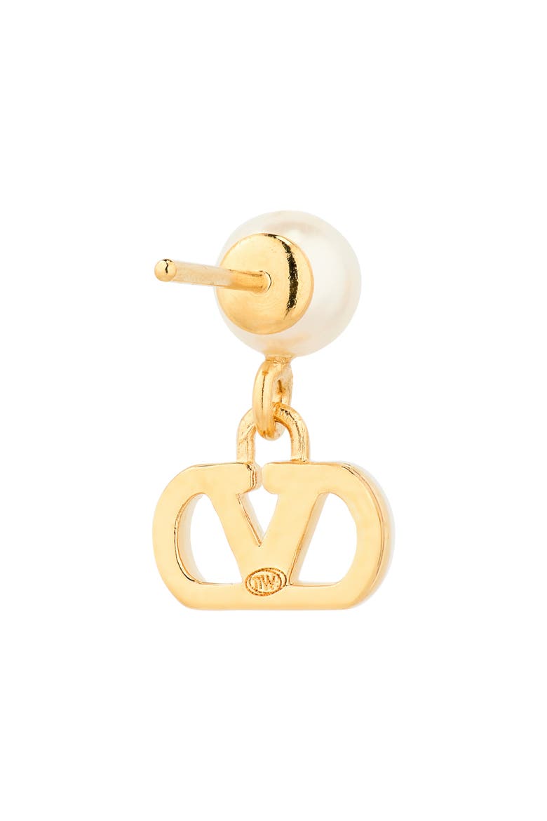 VLOGO Signature Drop Earrings, Alternate, color, GOLD/ WHITE