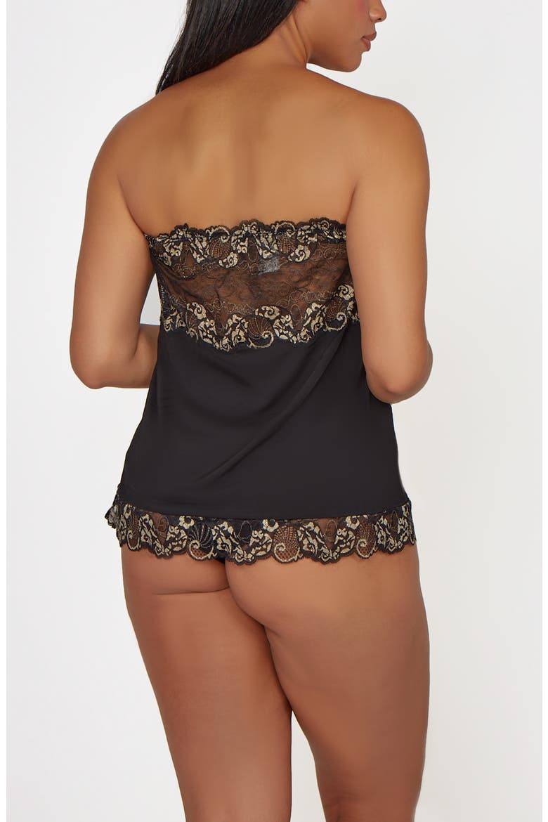 Strapless Lace Bodice Loungewear Slip Set, Alternate, color, Black