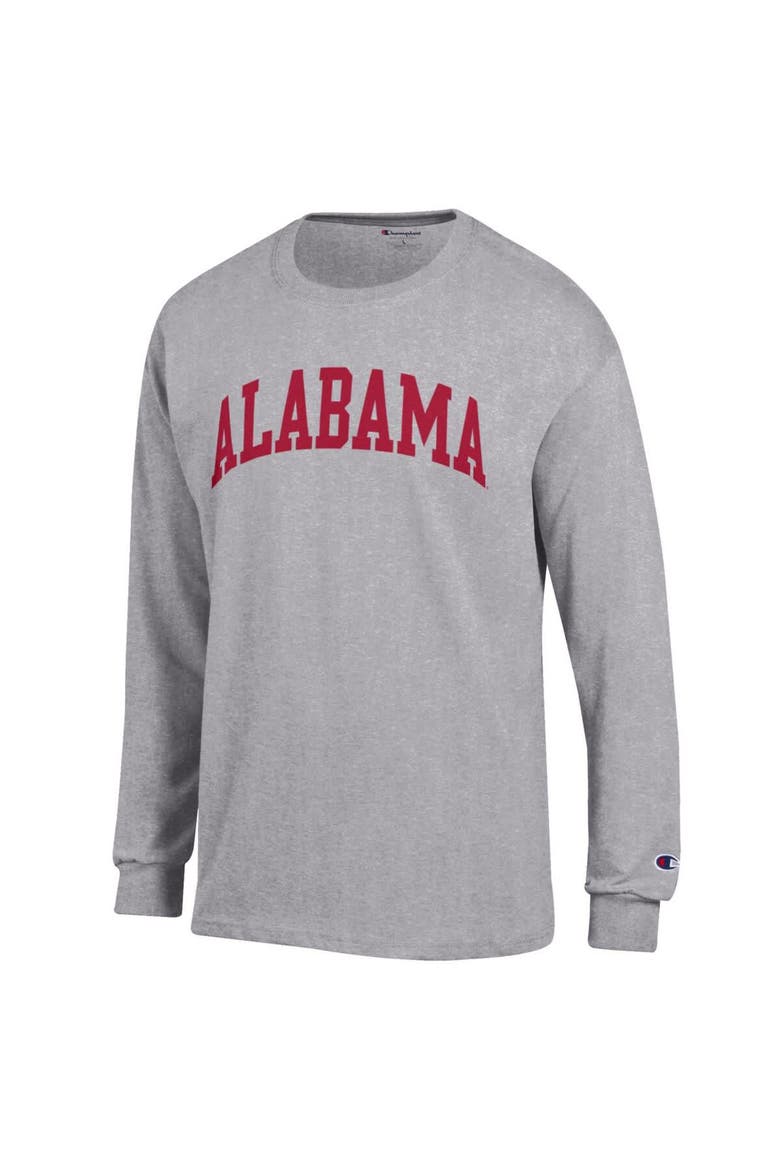 Men's Champion  Heather Gray Alabama Crimson Tide Basic Arch Long Sleeve T-Shirt, Alternate, color, Heather Gray
