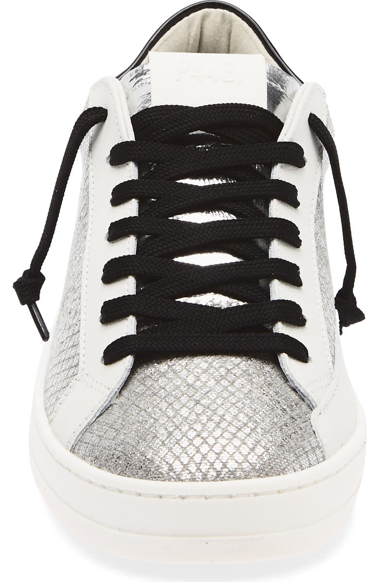 P448 John Sneaker, Alternate, color, Silver Snake Embossed