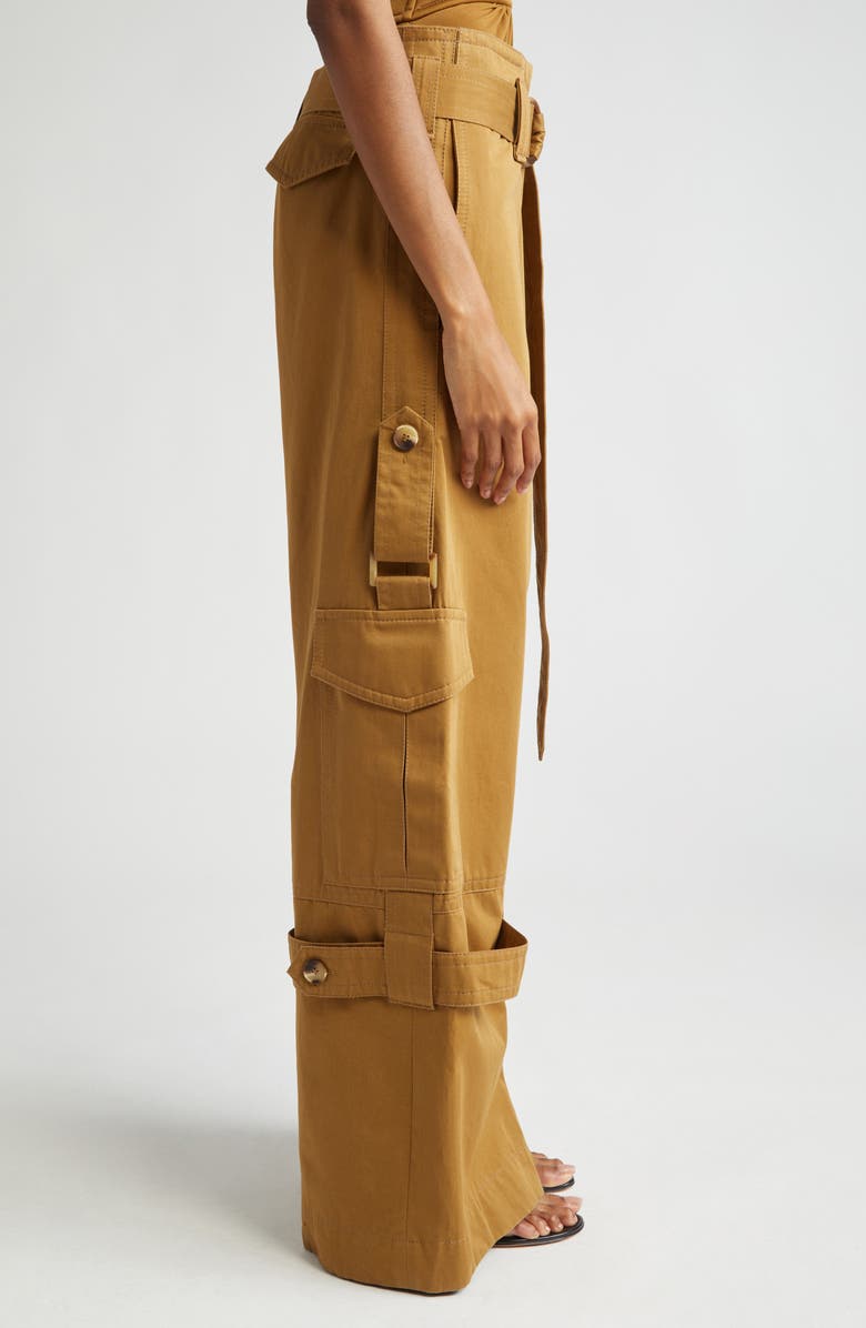Zimmermann Belted Wide Leg Cotton Cargo Pants, Alternate, color,