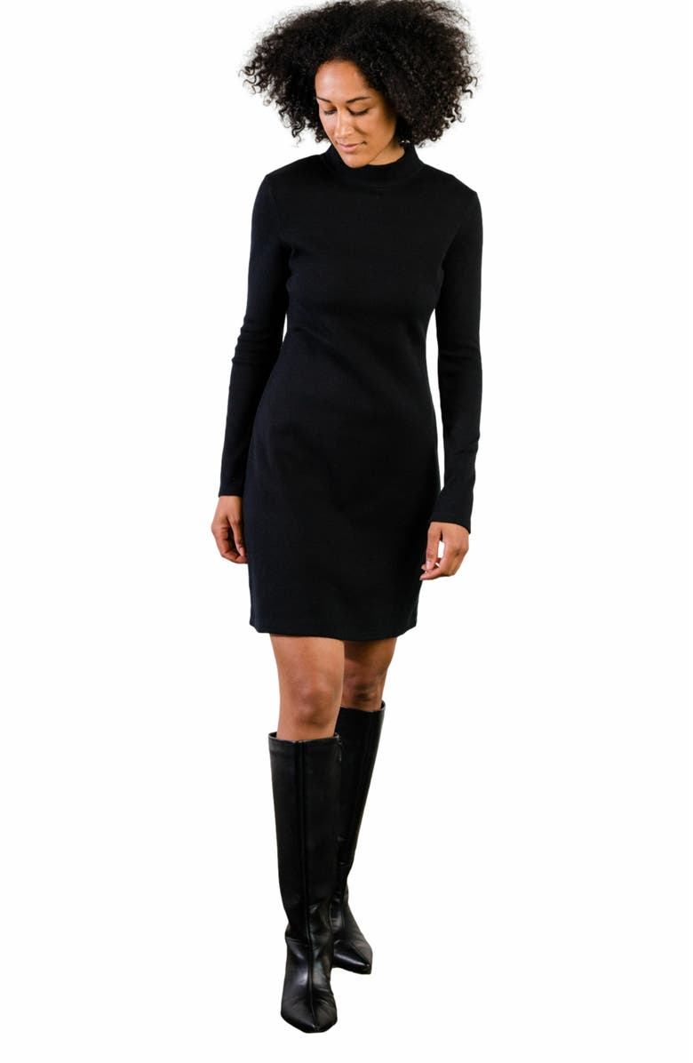 ABLE Lilith Mock Neck Rib Mini Dress, Alternate, color, 