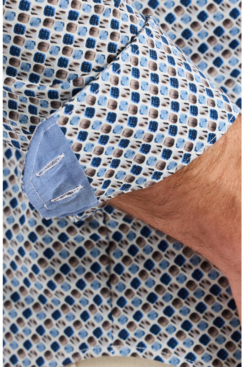Cooper Geo Stretch Cotton Button-Up Shirt, Alternate, color, BLUE MULTI