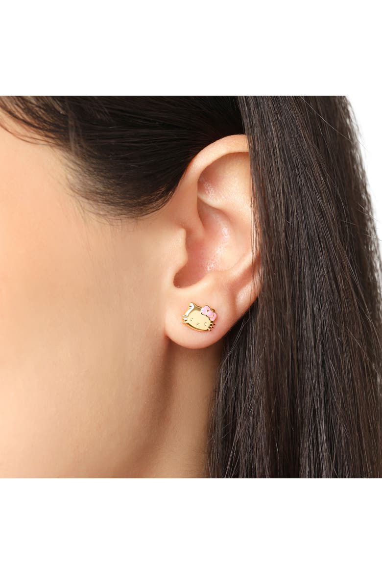 Earring Set, 2-Pair, Gold-Tone Studs & Pavé Dangle Hoops, Alternate, color, Gold Tone