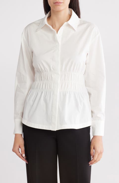 Smock Waist Button Up Shirt