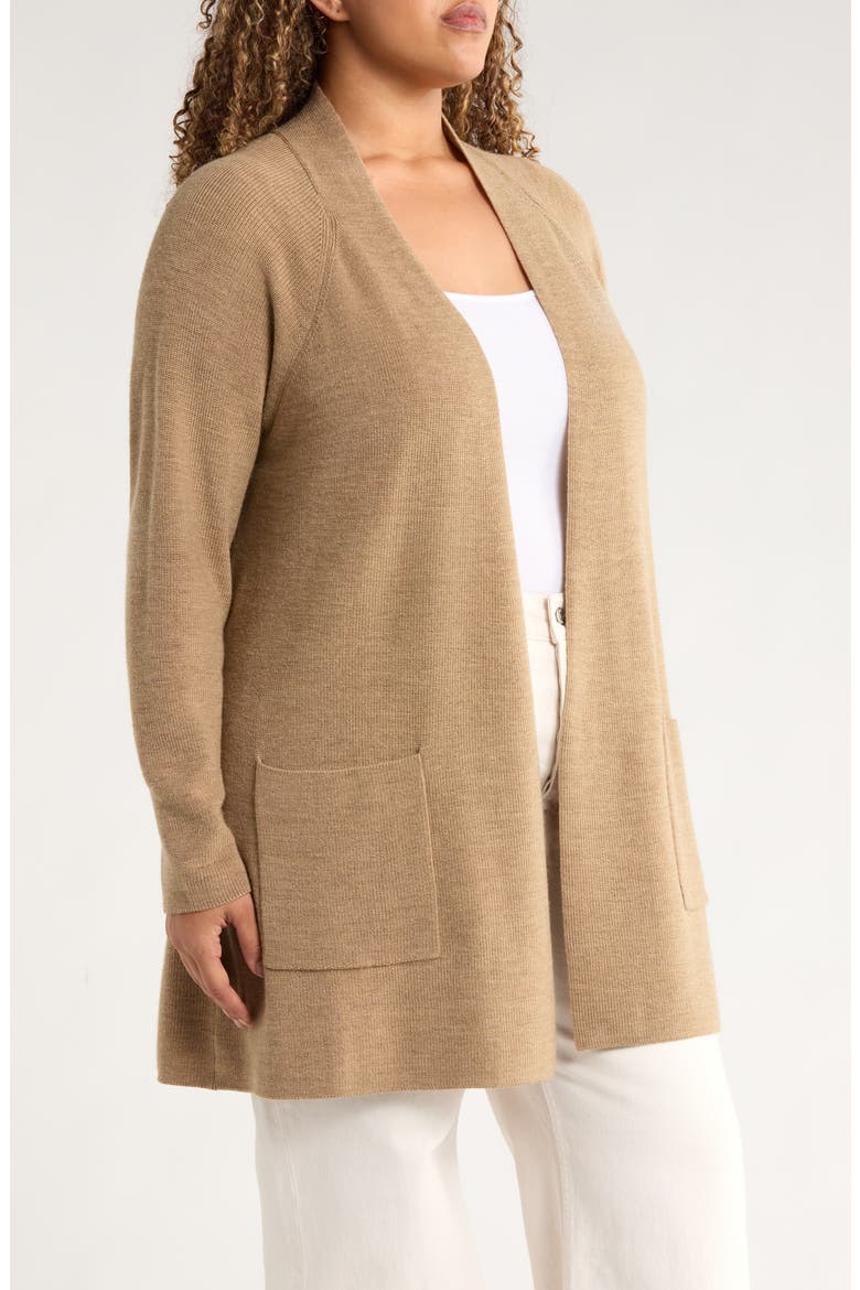 Open Front Wool Cardigan, Alternate, color, BISCUIT