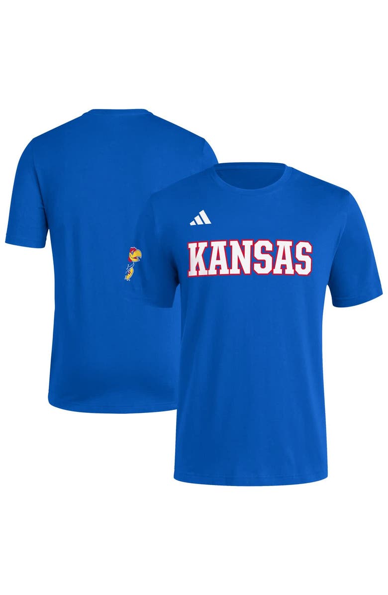 adidas Men's adidas  Royal Kansas Jayhawks Fresh Wordmark T-Shirt, Main, color, 