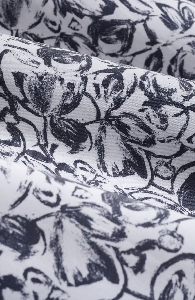 Bugatchi Julian Shaped Fit Floral Print Stretch Cotton Button-Up Shirt, Alternate, color, Black