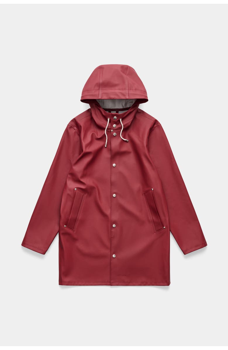 Stutterheim Stockholm Long Sleeve Hooded Raincoat, Alternate, color, Burgundy